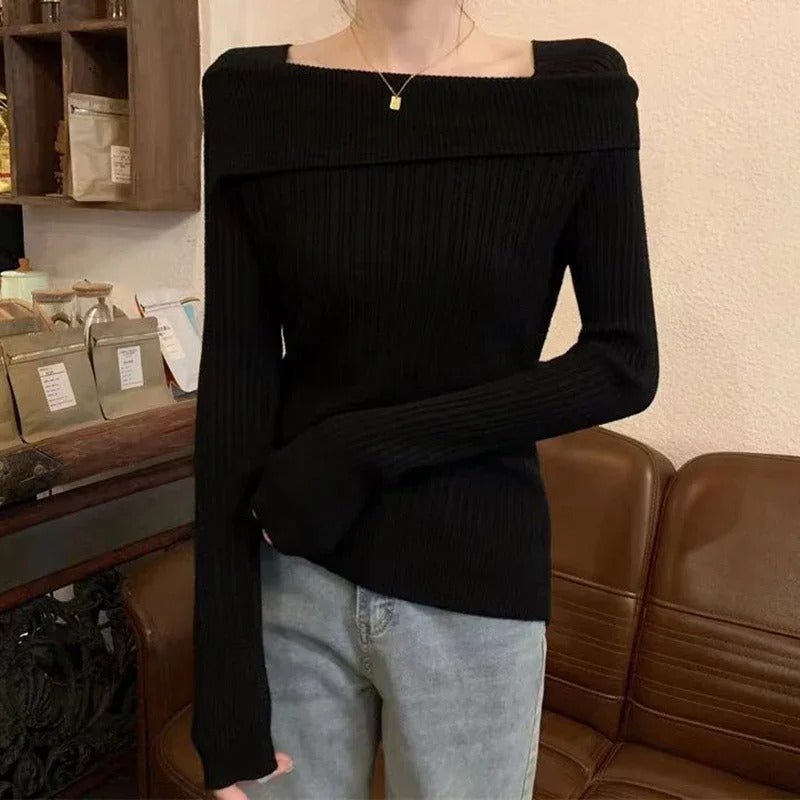 Women's off-shoulder knitted jumper