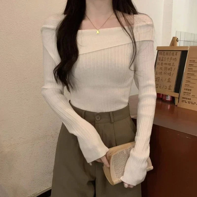 Women's off-shoulder knitted jumper
