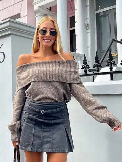Women's off-shoulder knitted jumper