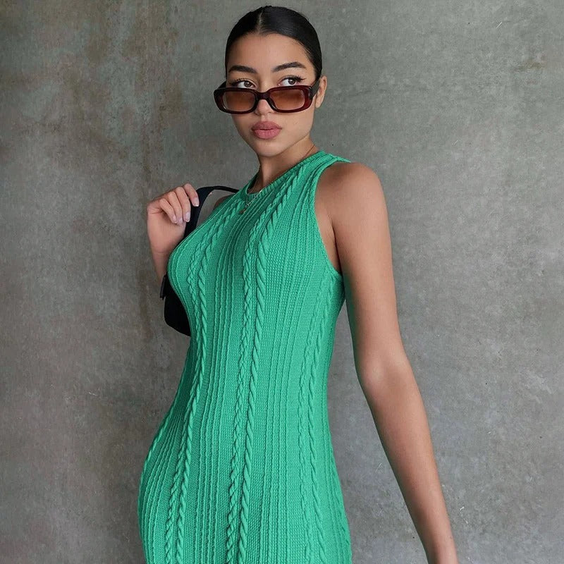Women's sleeveless crochet bodycon