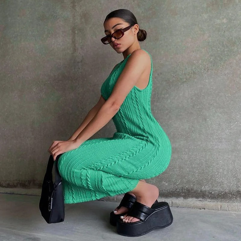 Women's sleeveless crochet bodycon