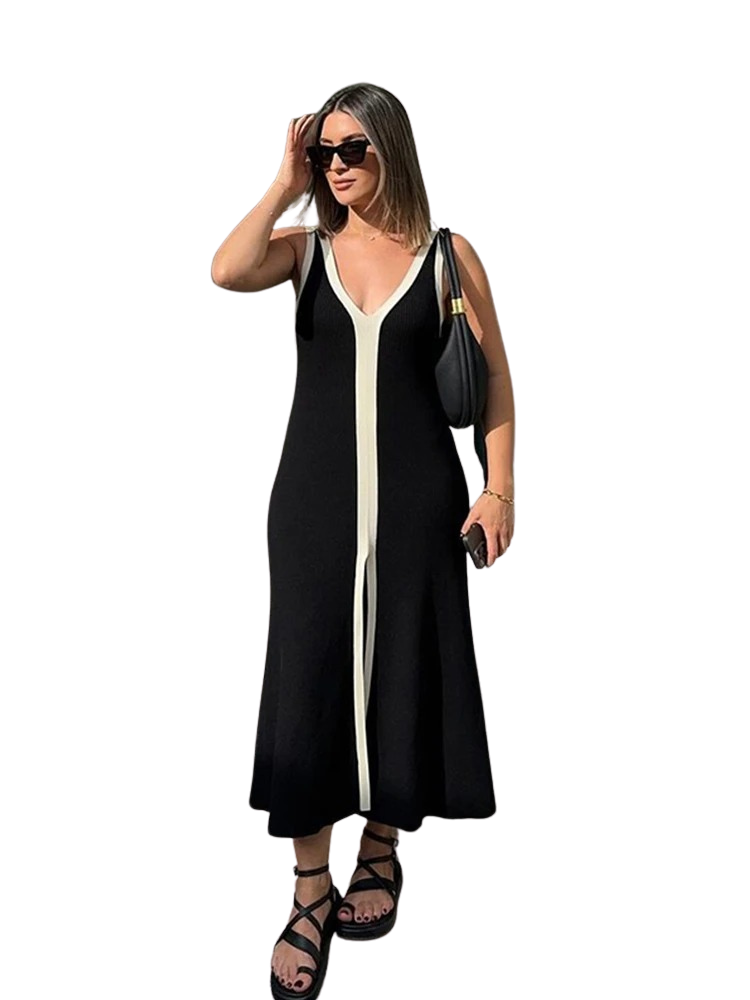 Women's sleeveless knitted V-neck dress