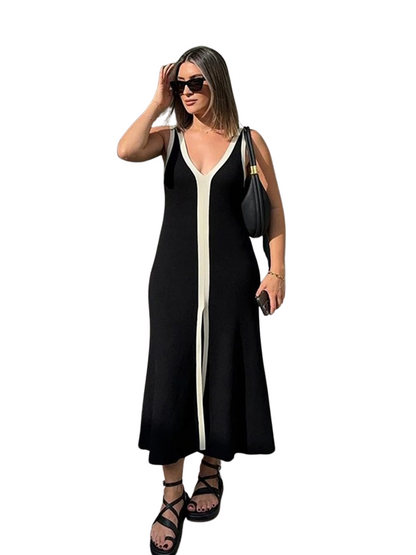 Women's sleeveless knitted V-neck dress