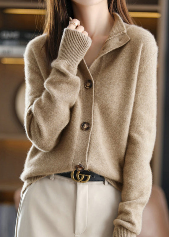 Women's standing collar cardigan with long sleeves