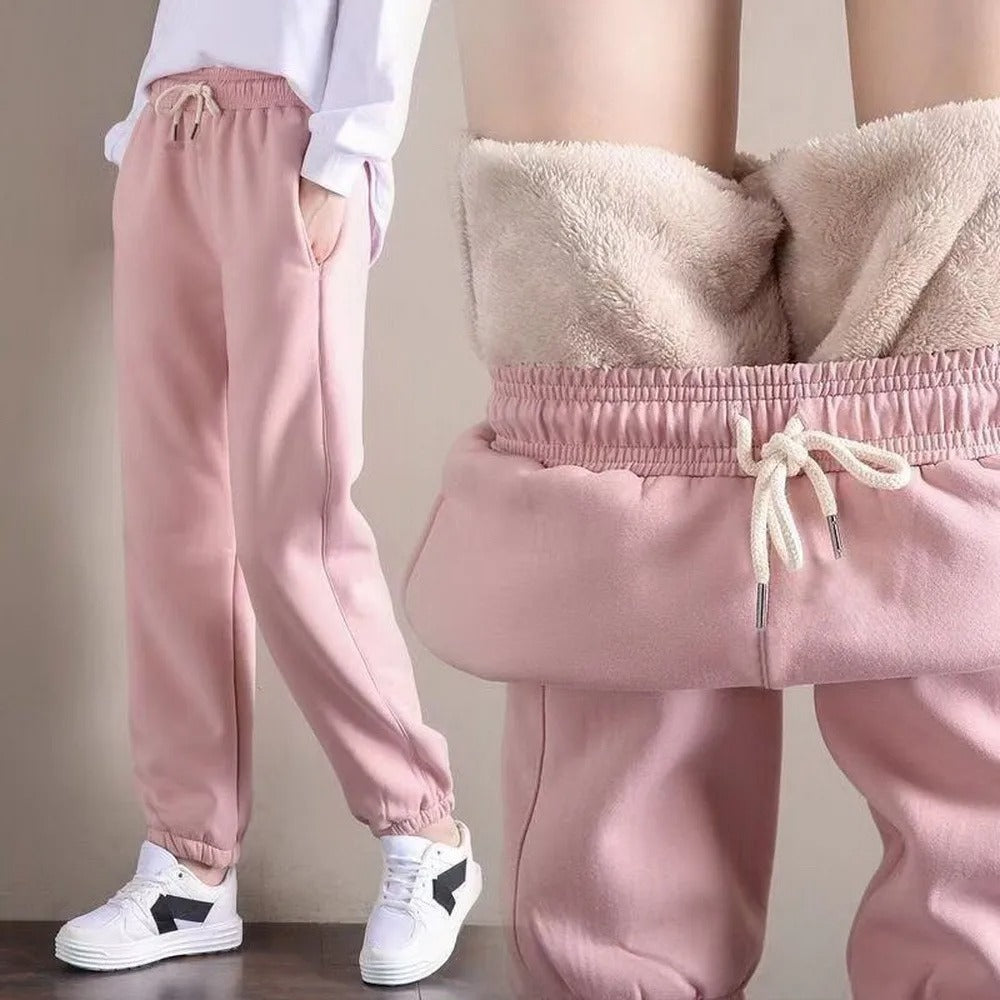 Women's thick fleece-lined trousers