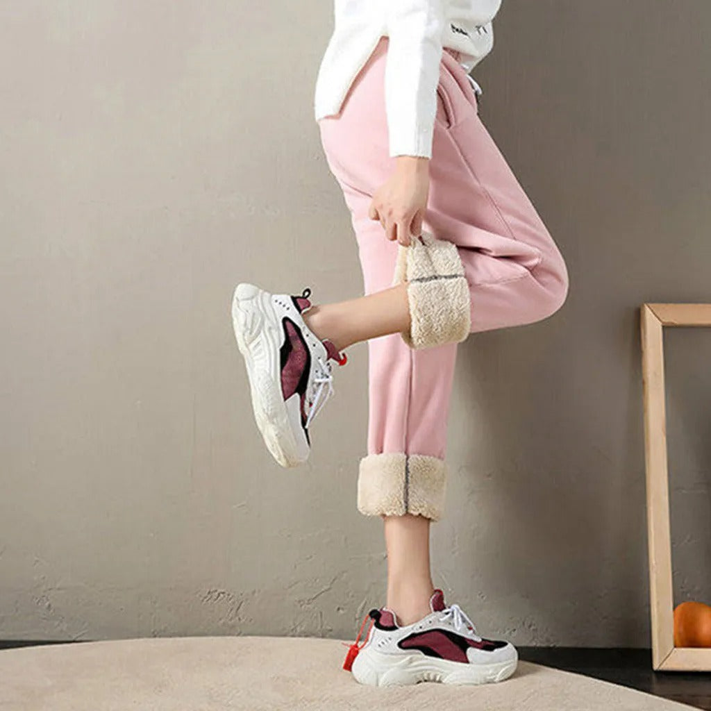 Women's thick fleece-lined trousers
