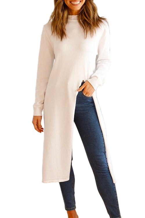 Women's turtleneck Long sleeves with high slit