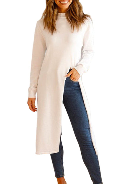 Women's turtleneck Long sleeves with high slit