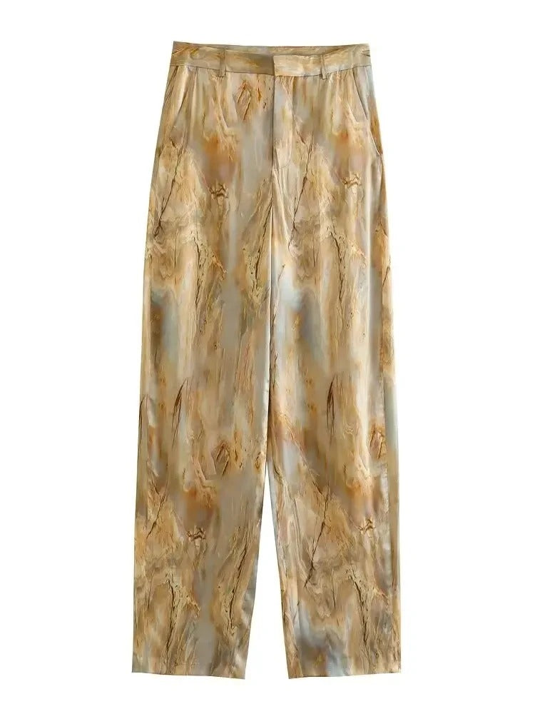Women's vintage printed trousers