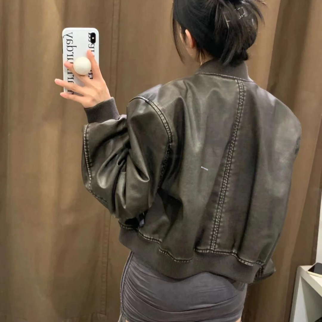 Women's zip-up motorbike jacket
