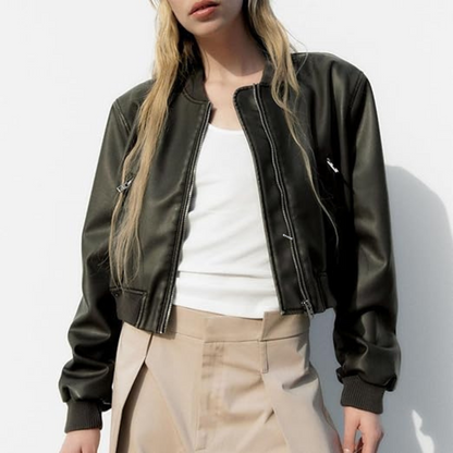 Women's zip-up motorbike jacket
