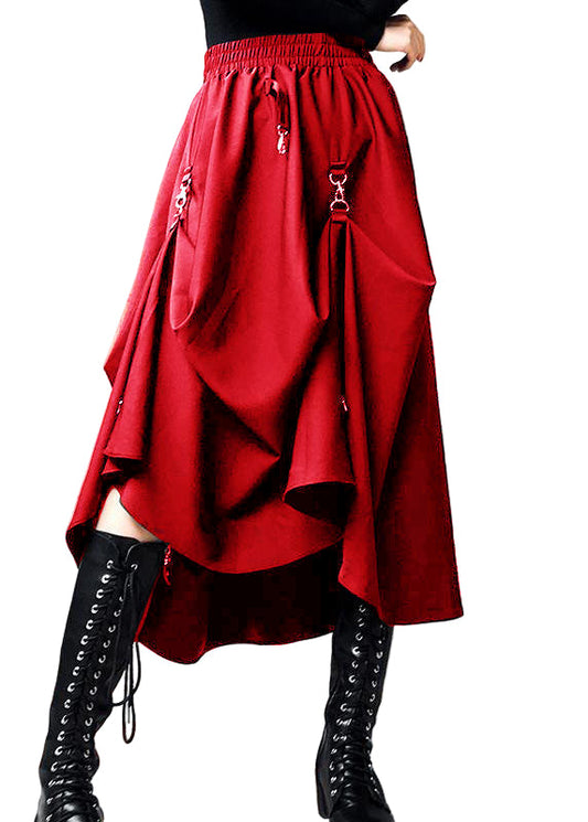 Asymmetric Cotton Summer Skirt with Elastic Waist