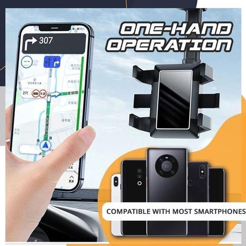 Adjustable Car Phone Holder Black 360° Rotation Plastic