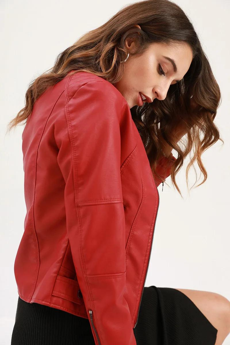 Leather Style Women's Motorcycle Jacket