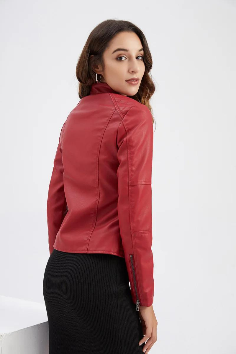 Leather Style Women's Motorcycle Jacket