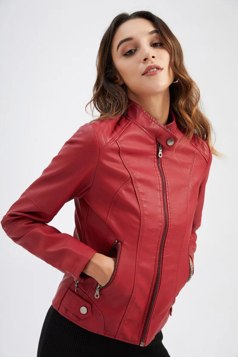 Leather Style Women's Motorcycle Jacket