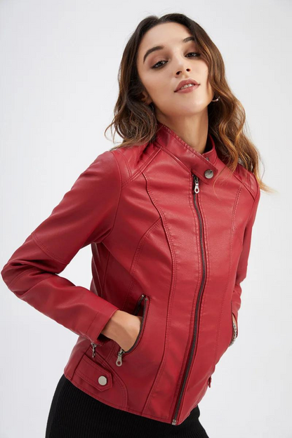 Leather Style Women's Motorcycle Jacket