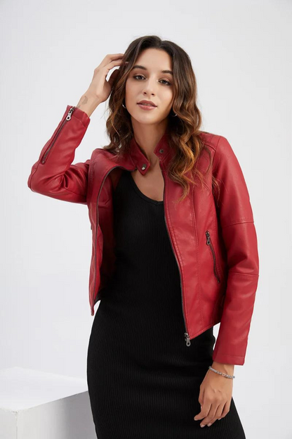 Leather Style Women's Motorcycle Jacket