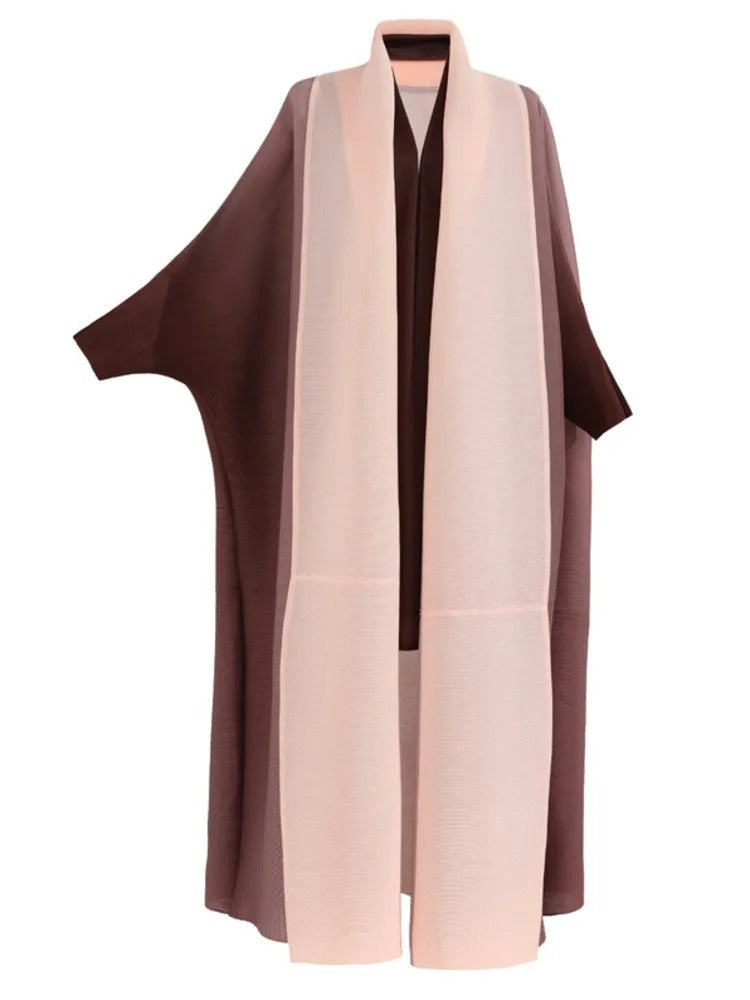 Gradient pleated trench coat for women