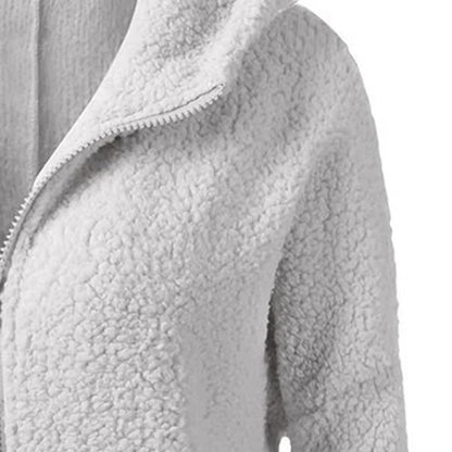 Winter fleece jacket with hood for ladies
