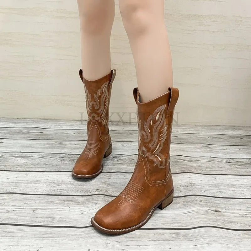 Women's Vintage Embroidered Cowboy Boots