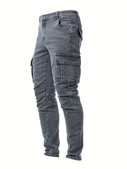 Men's Cargo Trousers Slim Fit Cotton With Practical Pockets