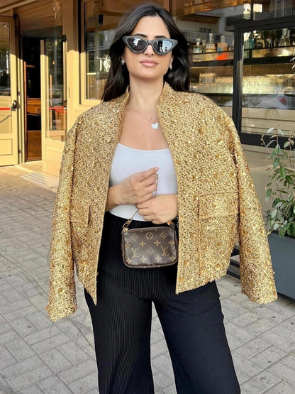 Gold Loose Women's Casual Jacket