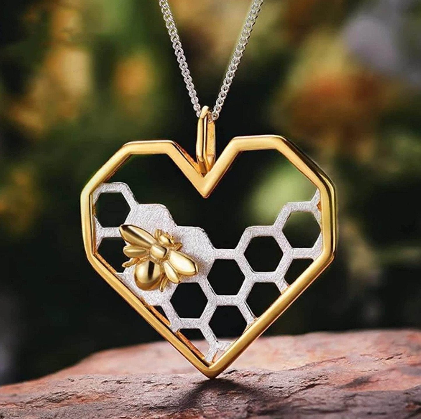 Honeycomb Heart Necklace