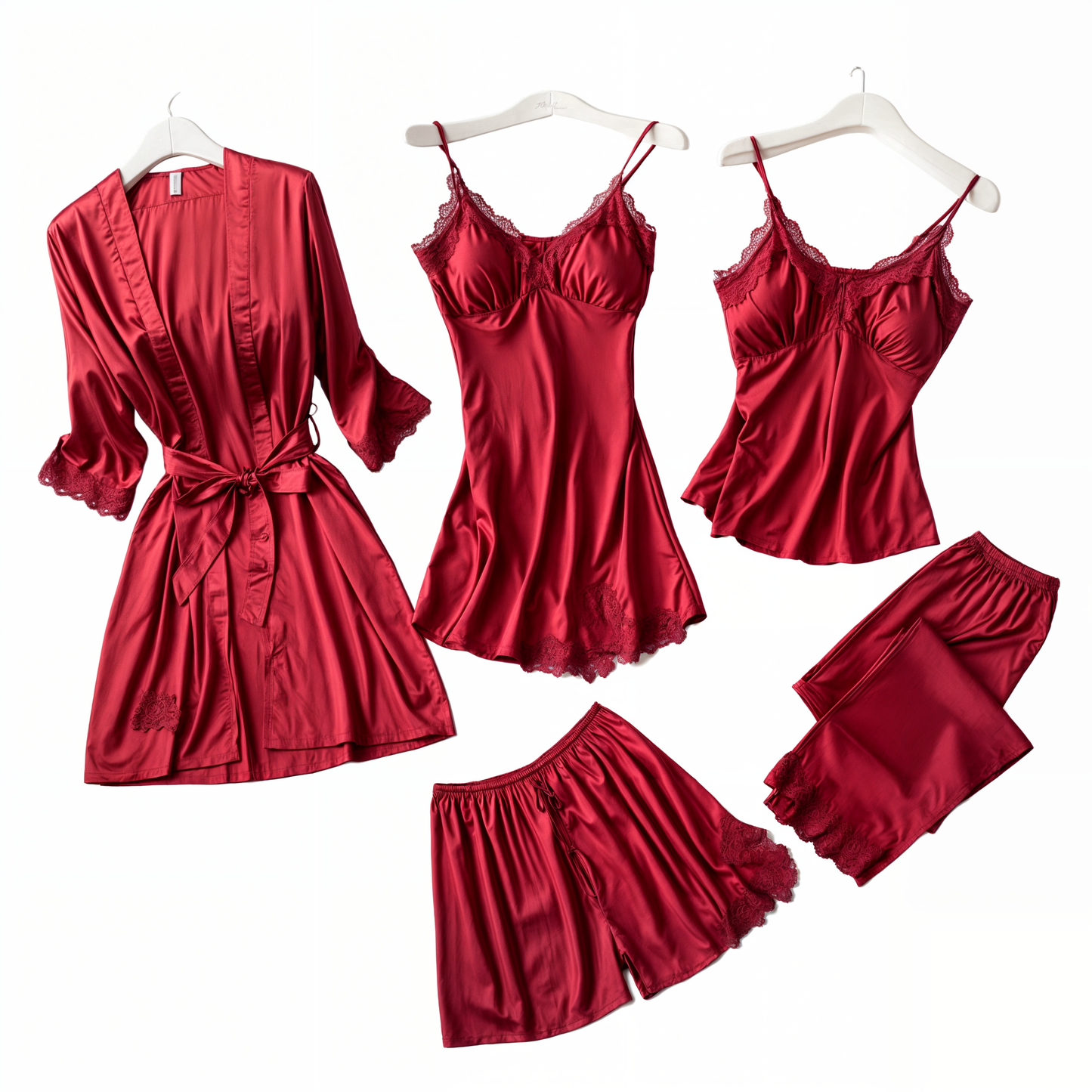 5-in-1 satin look nightwear set