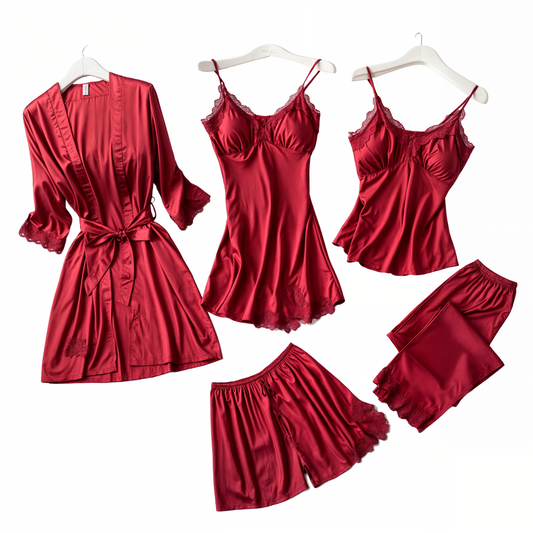 5-in-1 satin look nightwear set