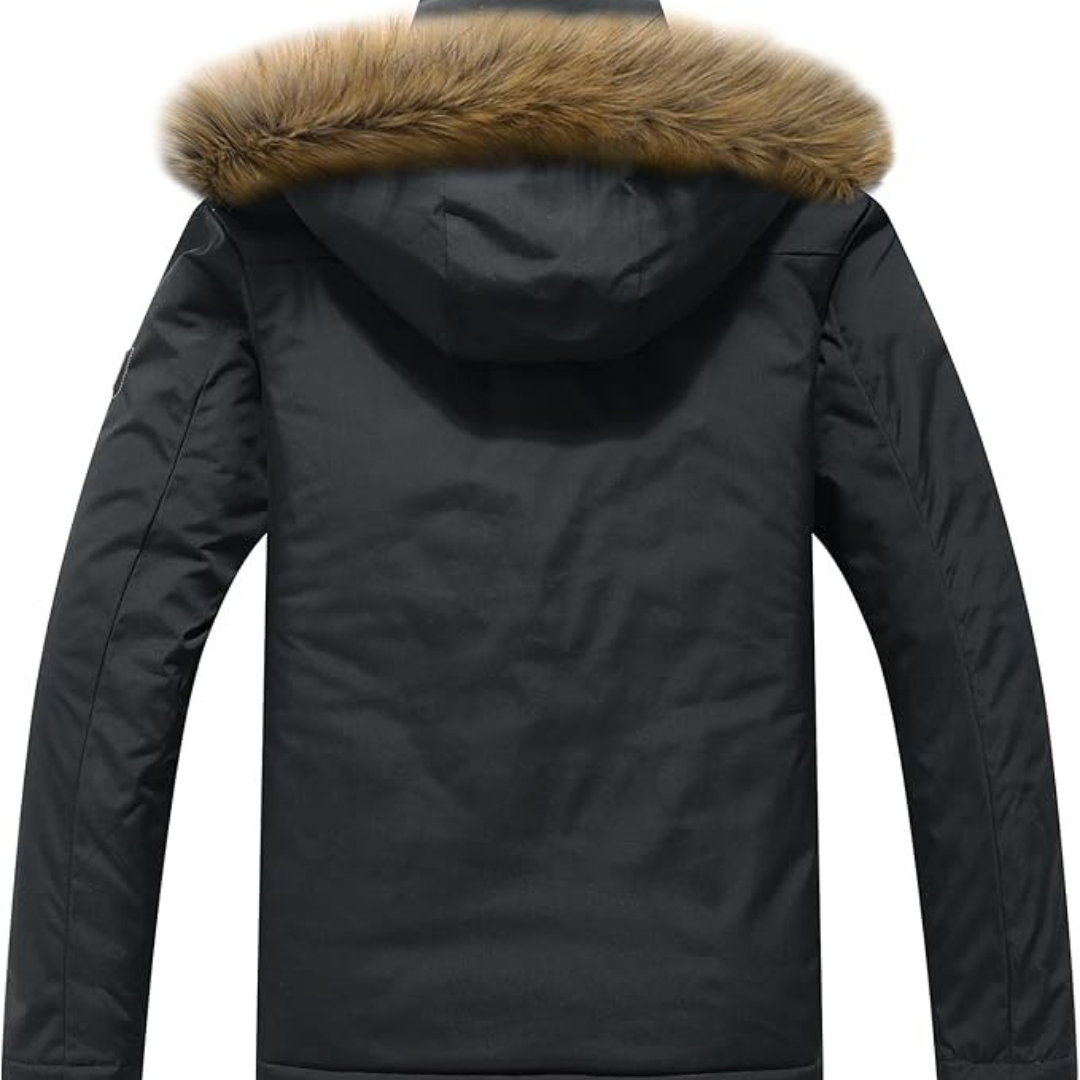 Warm winter jacket for men with hood