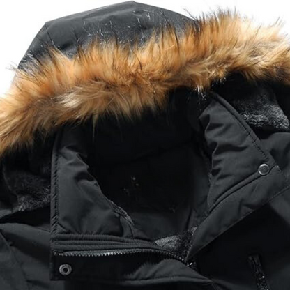 Warm winter jacket for men with hood