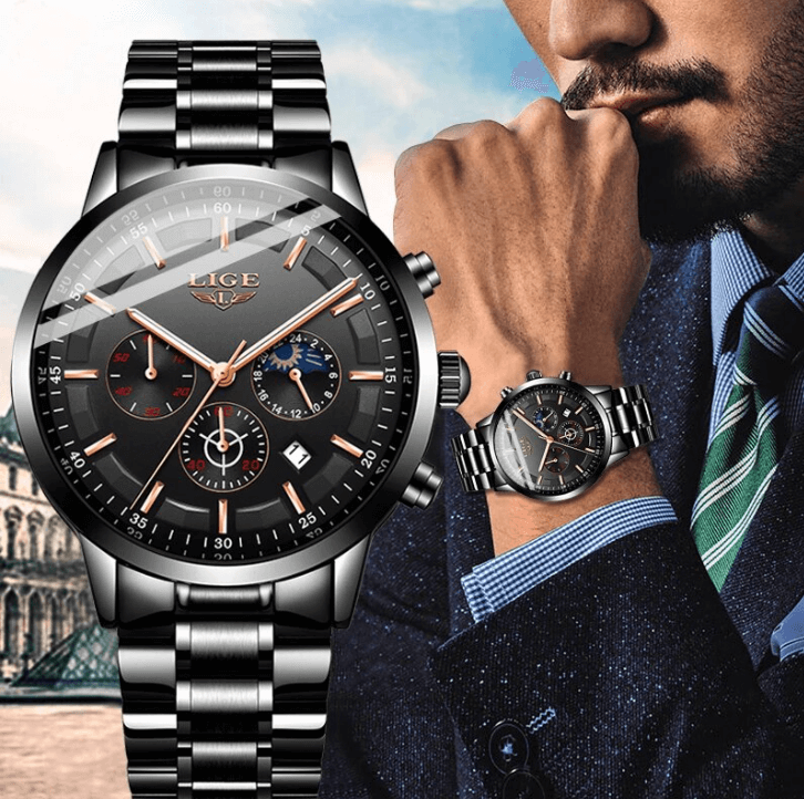 Military Black Steel Watch