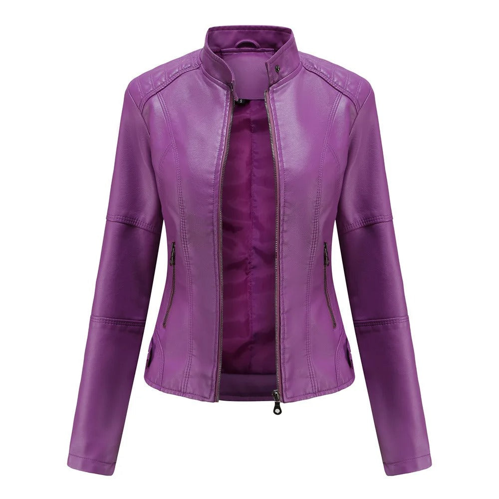 Leather Style Women's Motorcycle Jacket