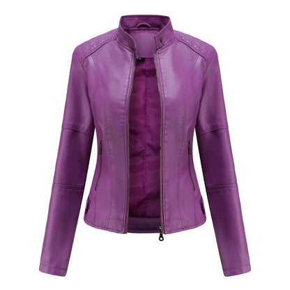 Leather Style Women's Motorcycle Jacket