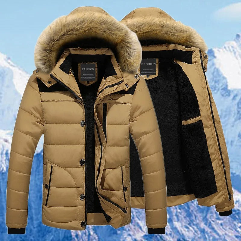 Fleece Fur Down Cotton Winter Coat for men
