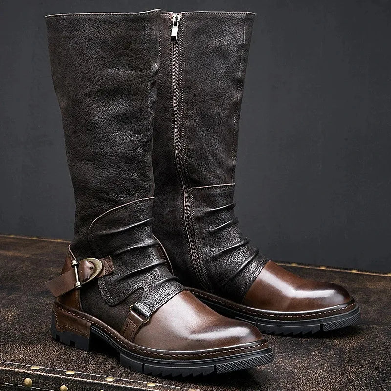 Men's High Boots Stylish Leather Style30 cm High Silhouette