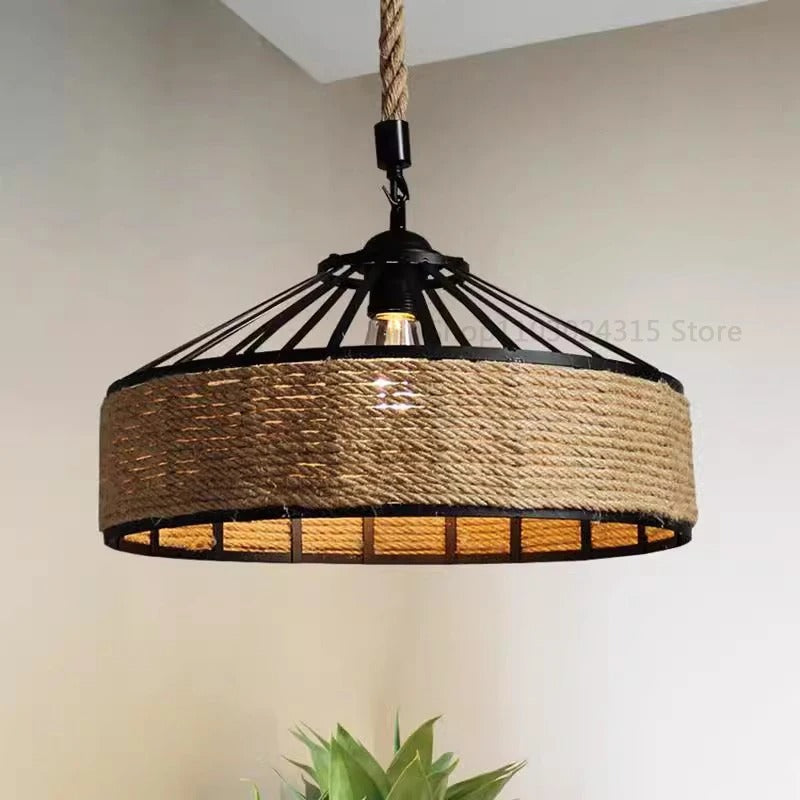Vintage Hemp Rope Pendant Lamp