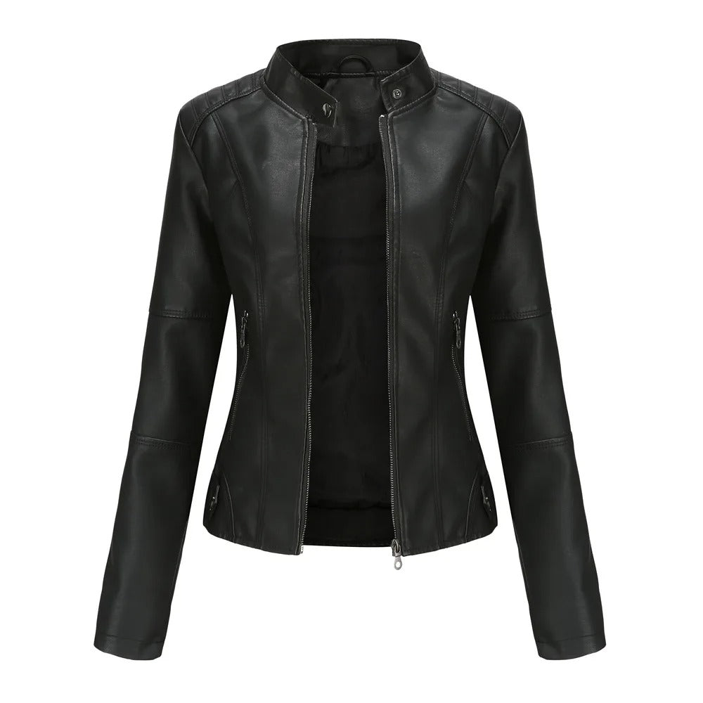 Leather Style Women's Motorcycle Jacket