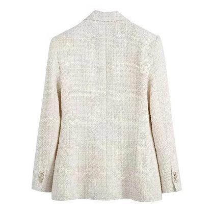 Women's double-row tweed blazer