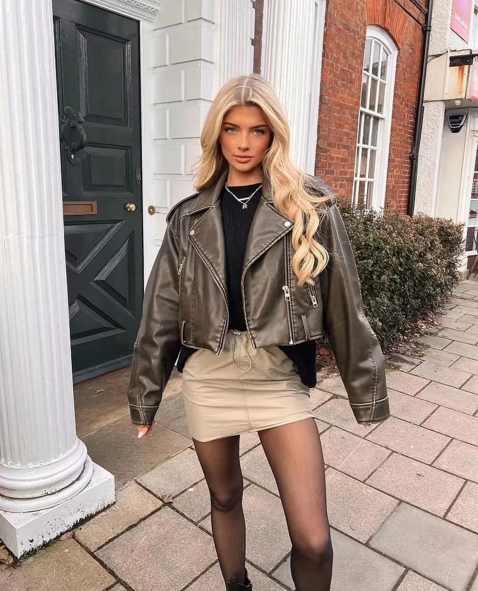 Vintage Leather Style Women's Jacket