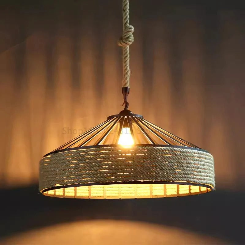 Vintage Hemp Rope Pendant Lamp