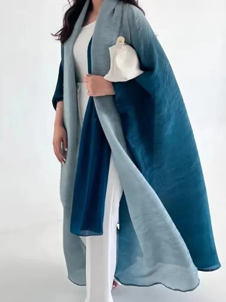 Gradient pleated trench coat for women