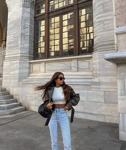 Vintage Leather Style Women's Jacket