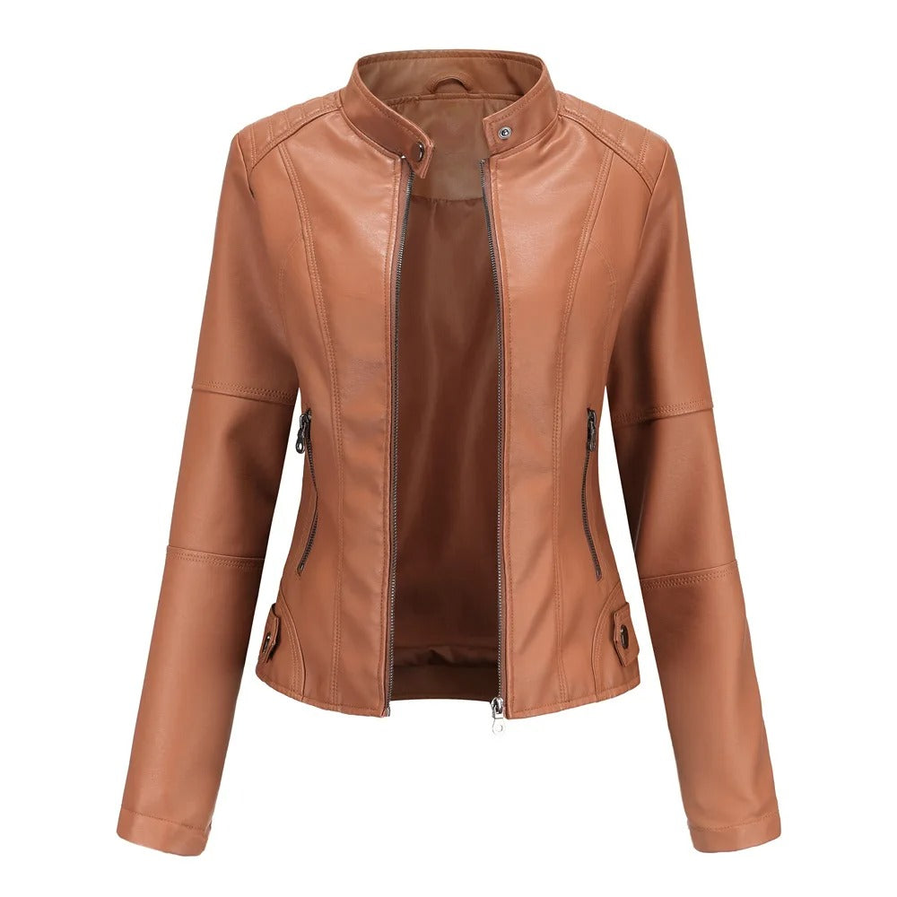 Leather Style Women's Motorcycle Jacket
