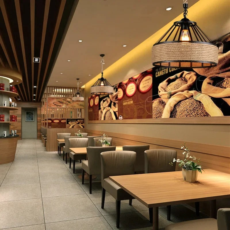 Vintage Hemp Rope Pendant Lamp