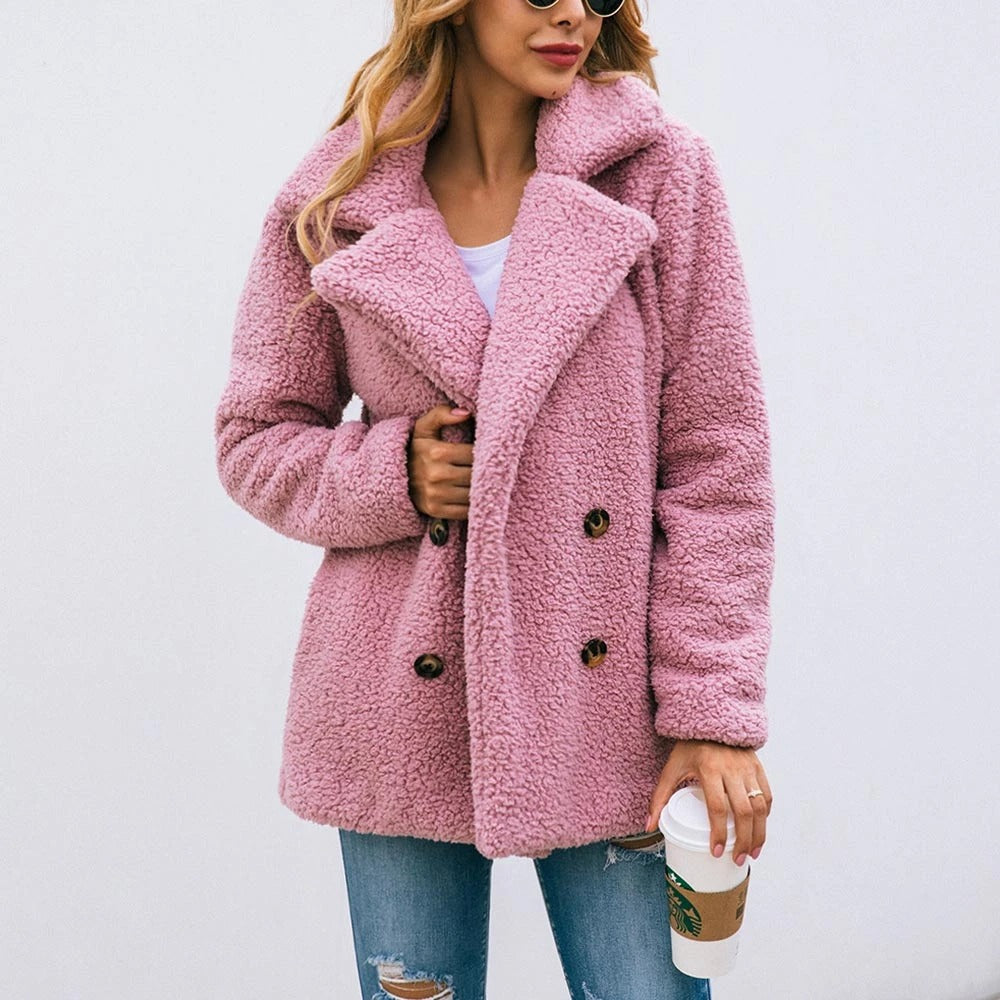 Teddy Coat with two rows of buttons for women