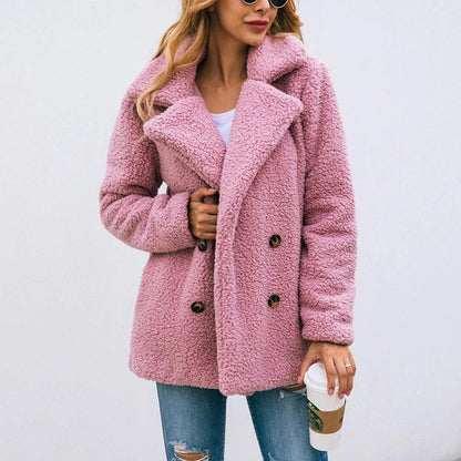 Teddy Coat with two rows of buttons for women