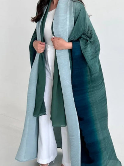 Gradient pleated trench coat for women