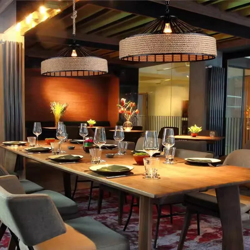 Vintage Hemp Rope Pendant Lamp